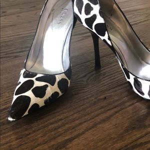 Guess cow print heels